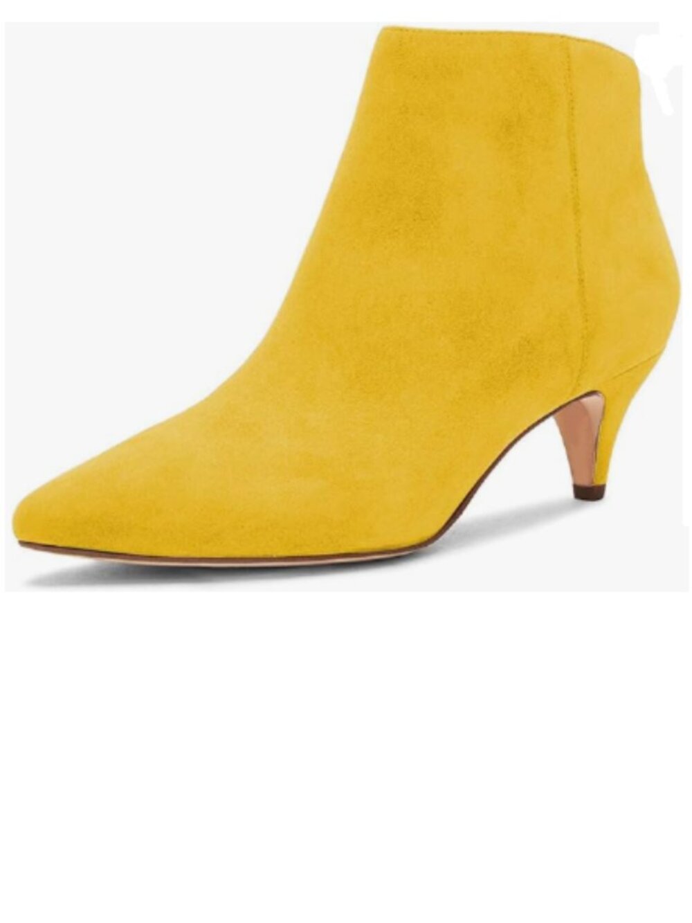 XYD Yellow Kitten Heel Ankle Boots Pointed Closed Toe Side Zipper Prom Bootie